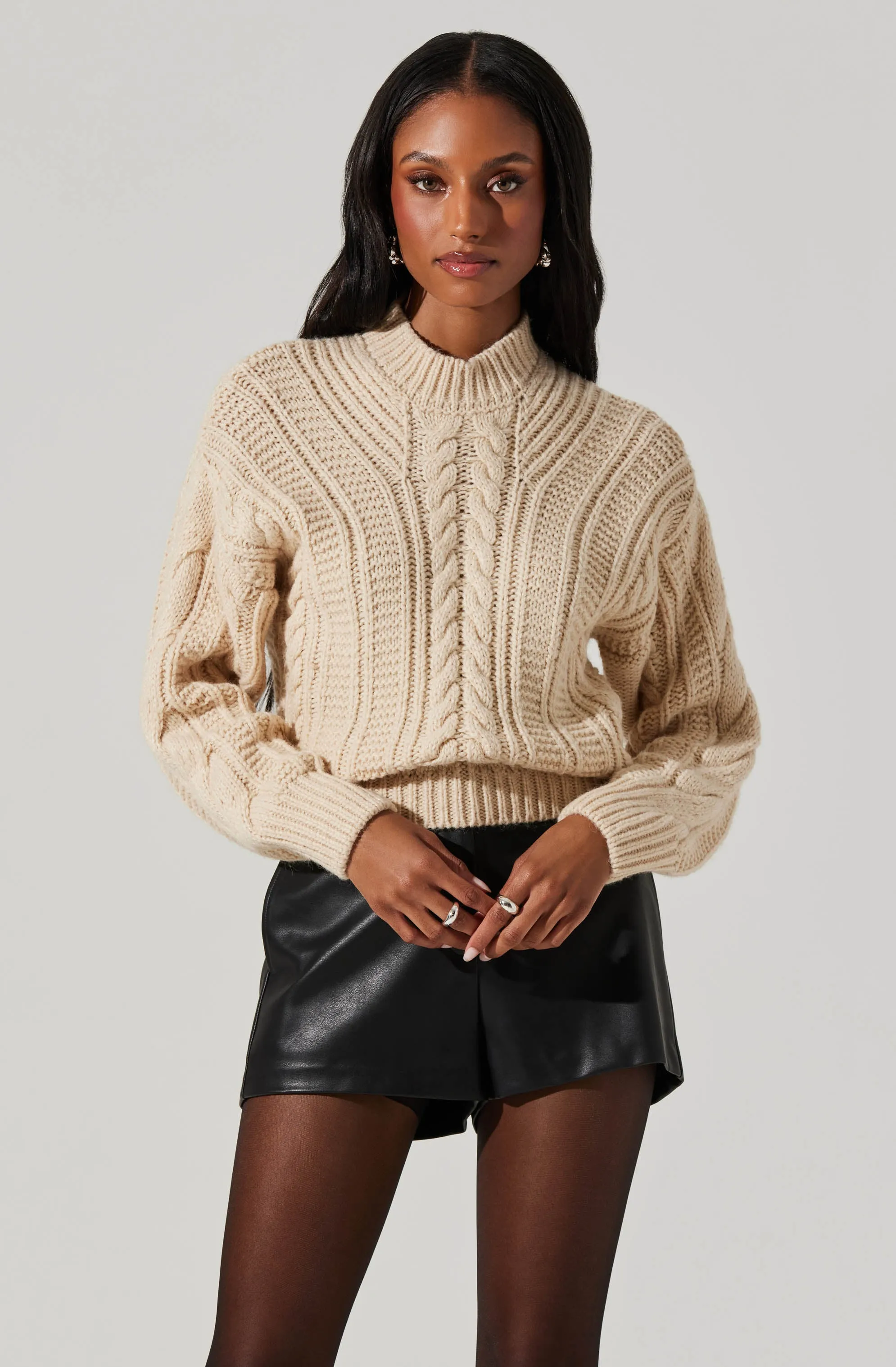 Laverne Cable Knit Tie-Back Sweater