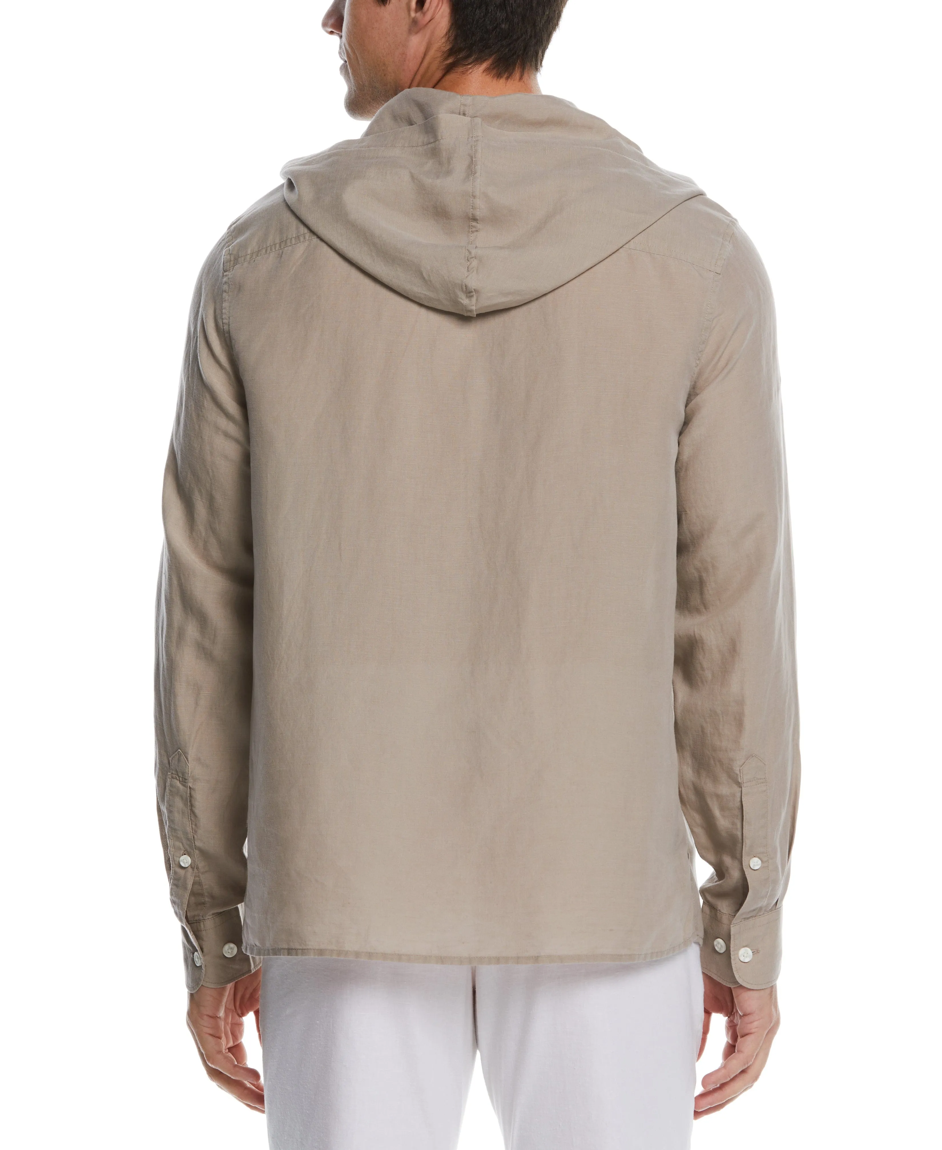 Linen Blend Hooded Shirt