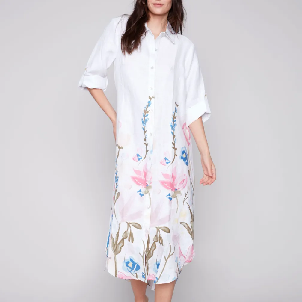 Linen Dress Duster - Pastel Florals (Only XS   XXL Left)