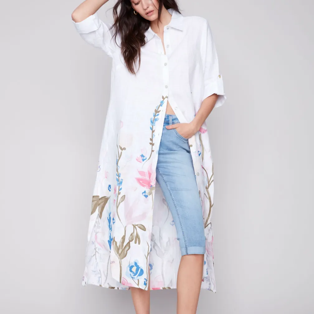 Linen Dress Duster - Pastel Florals (Only XS   XXL Left)