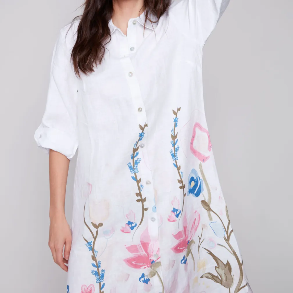 Linen Dress Duster - Pastel Florals (Only XS   XXL Left)