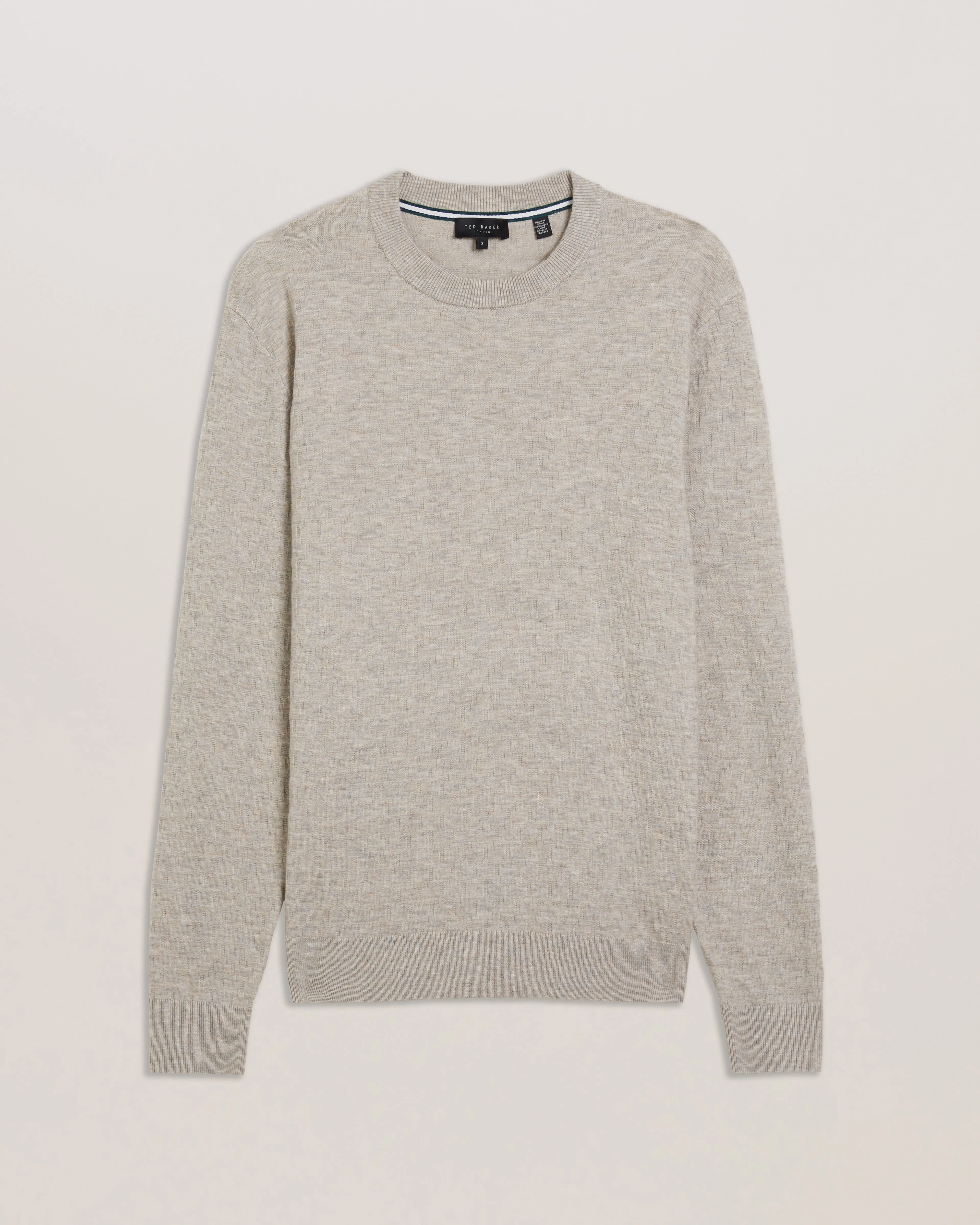 Loung Ls Diamond Stitch Crew Neck Taupe