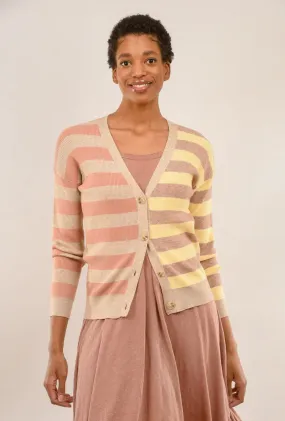 Macaroon-Stripe Cardie, Lemon