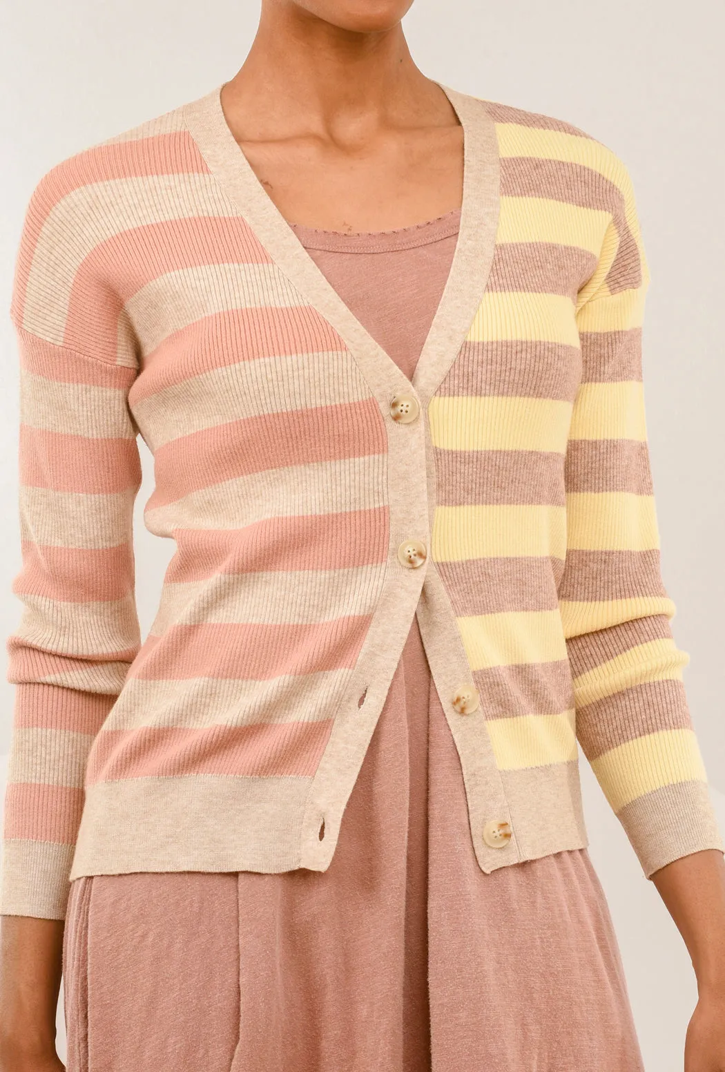 Macaroon-Stripe Cardie, Lemon