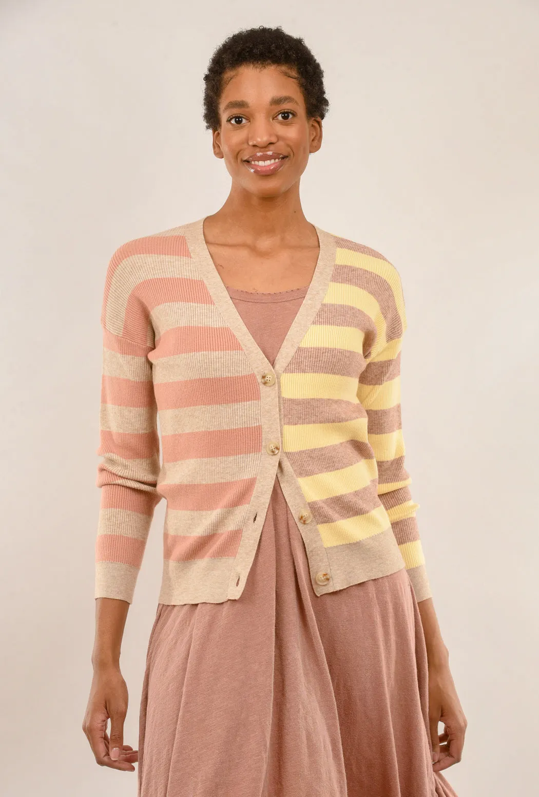 Macaroon-Stripe Cardie, Lemon