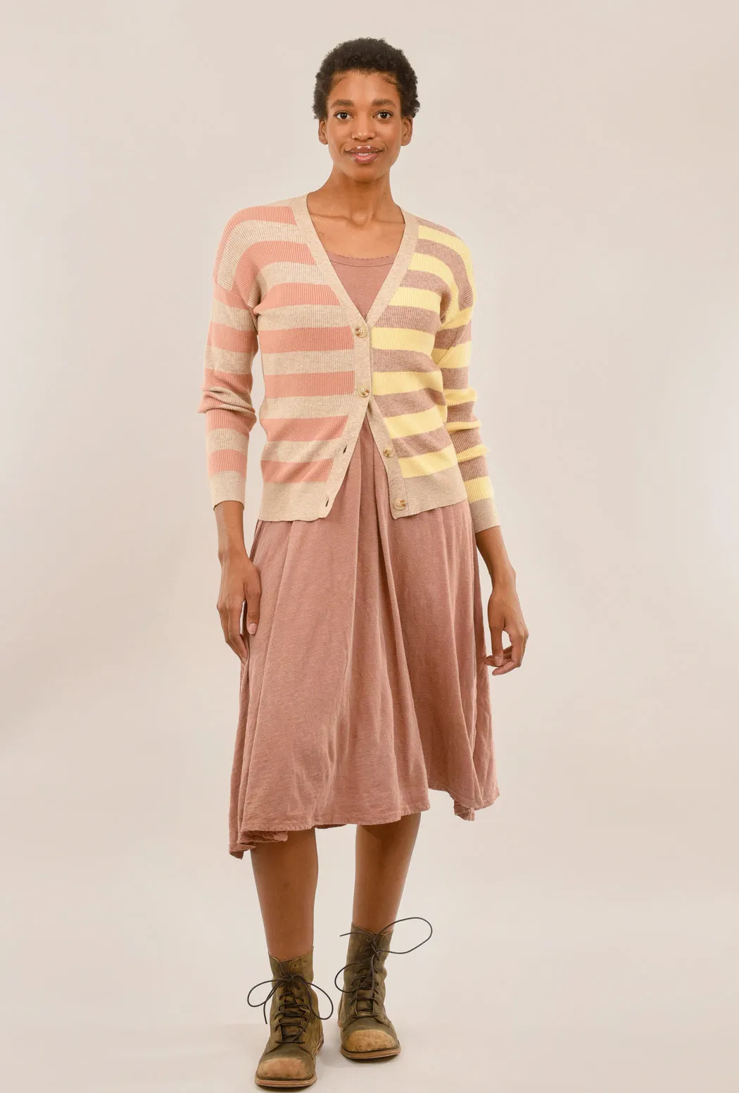 Macaroon-Stripe Cardie, Lemon