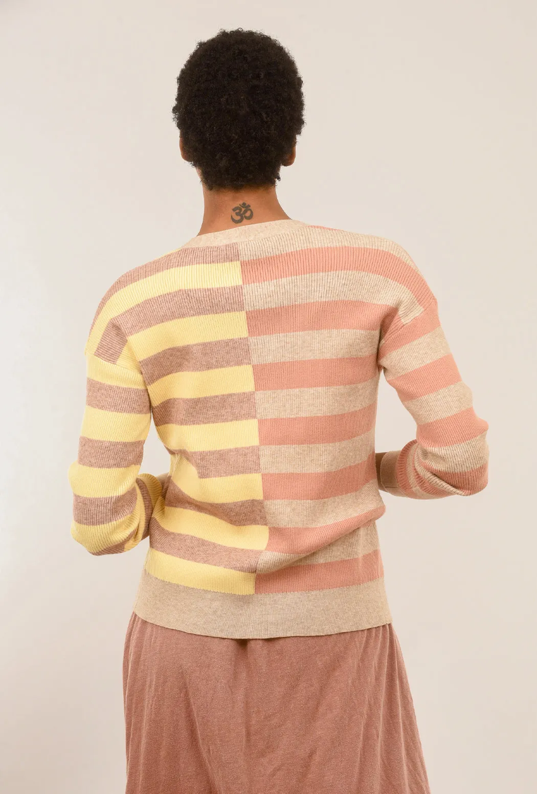 Macaroon-Stripe Cardie, Lemon