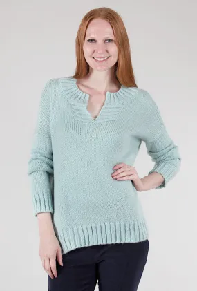 Mara Split-Crew Sweater, Perfect Break Blue