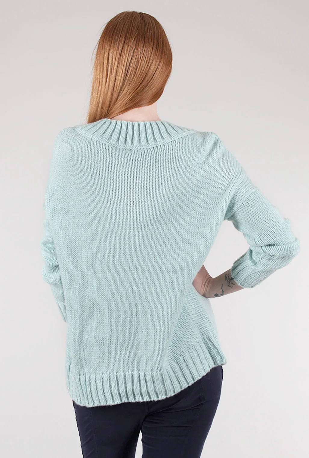 Mara Split-Crew Sweater, Perfect Break Blue