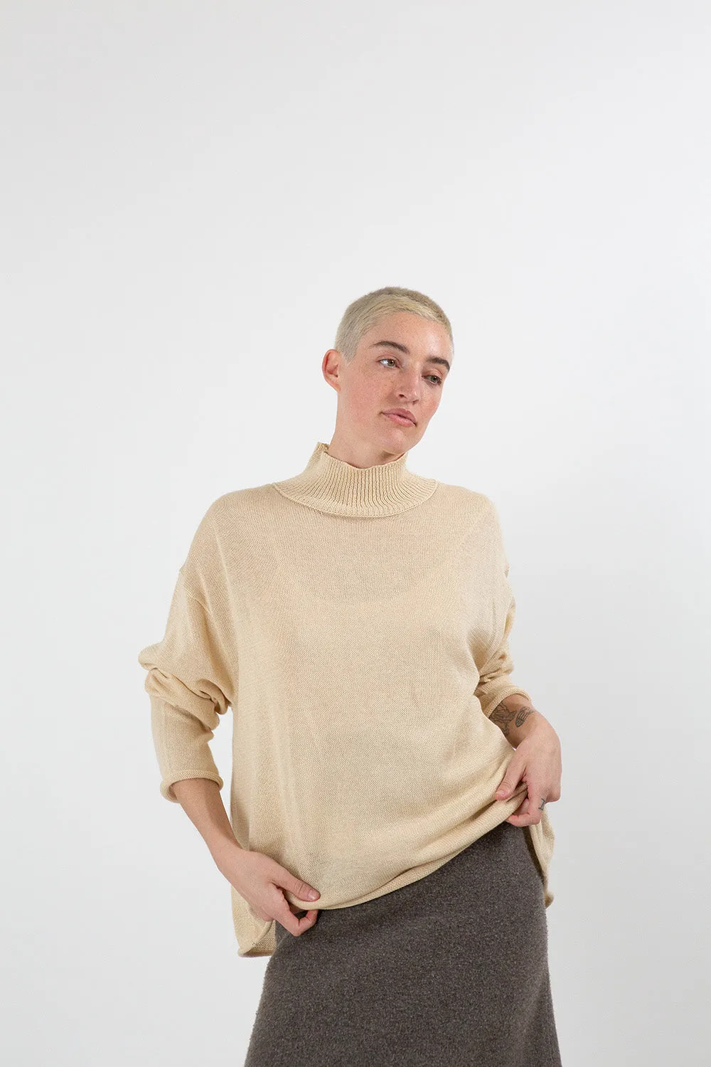 Matilda Pima Cotton Turtleneck in Natural