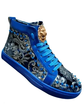 Men Fashion Luxury High Top Sneakers Male High Top Patent Leather Shoes