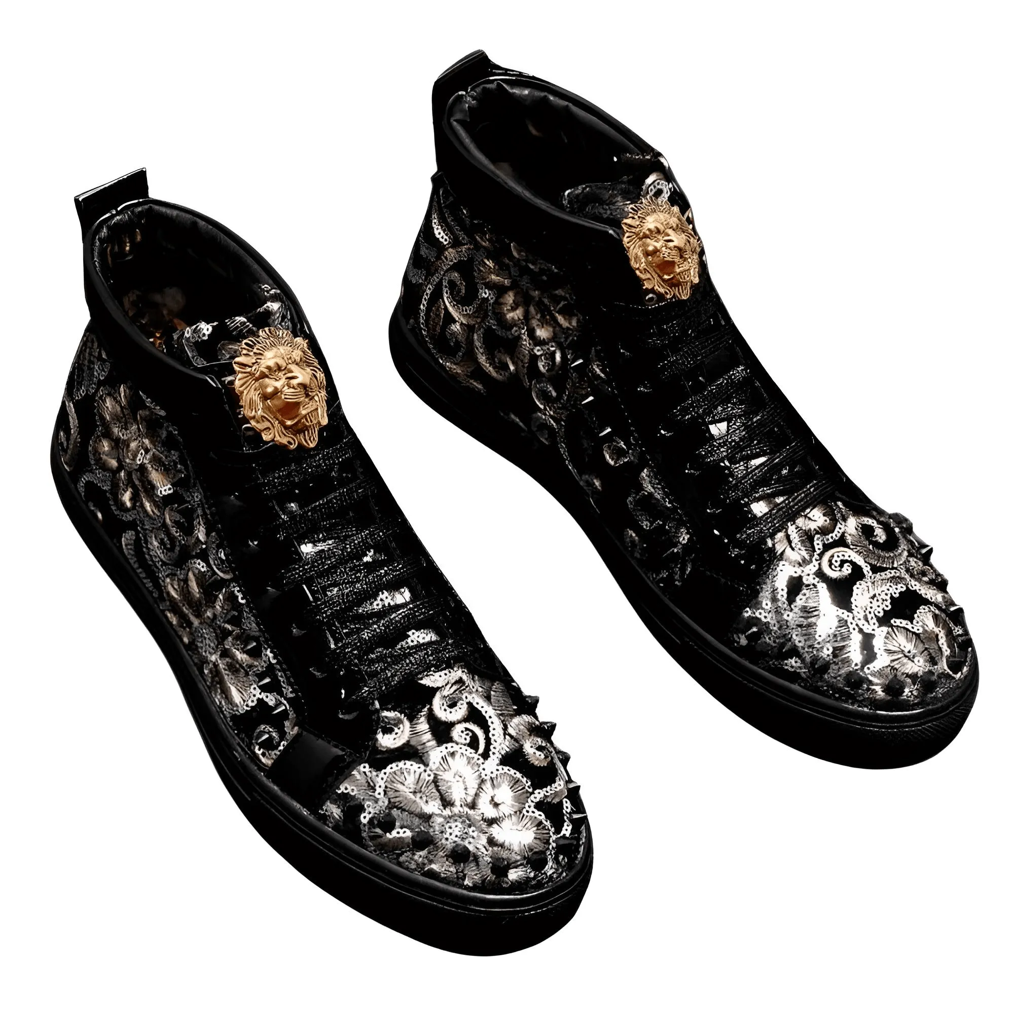 Men Fashion Luxury High Top Sneakers Male High Top Patent Leather Shoes