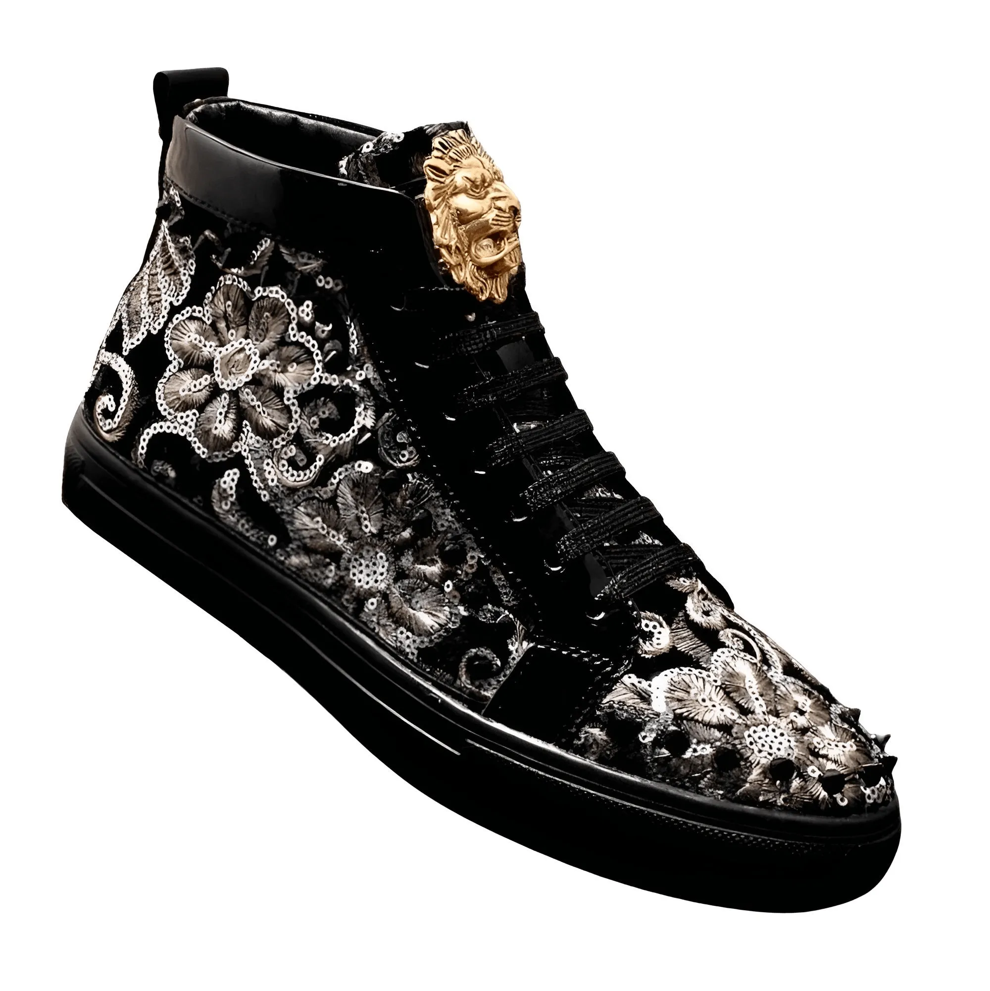 Men Fashion Luxury High Top Sneakers Male High Top Patent Leather Shoes