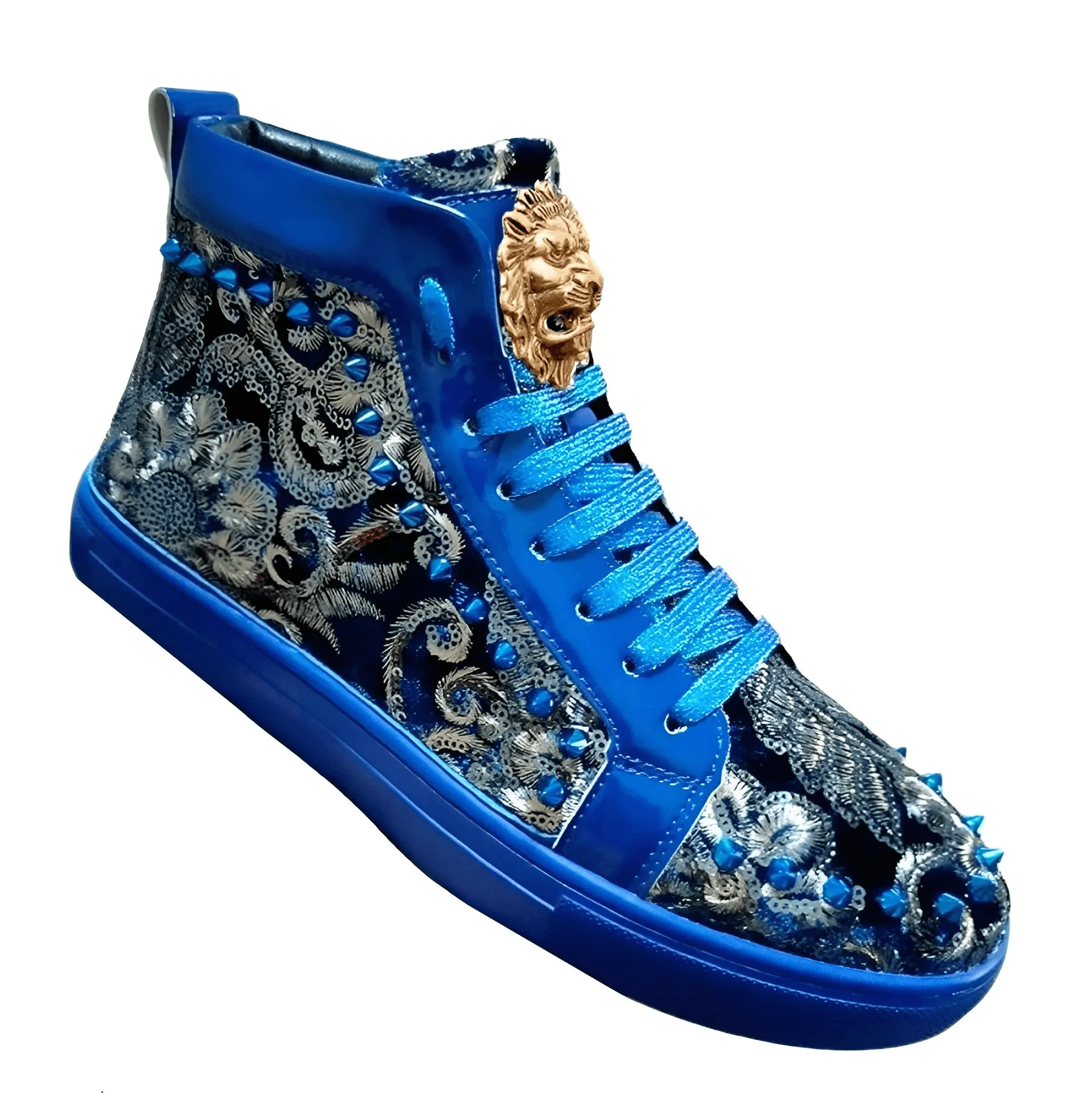 Men Fashion Luxury High Top Sneakers Male High Top Patent Leather Shoes