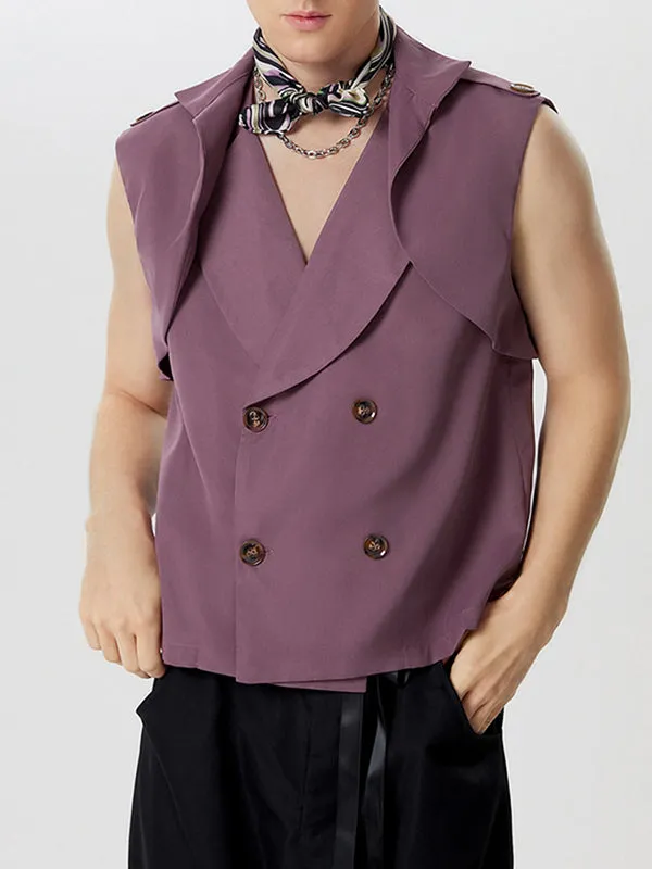 Mens Double Breasted Layered Sleeveless Shirt SKUK61161