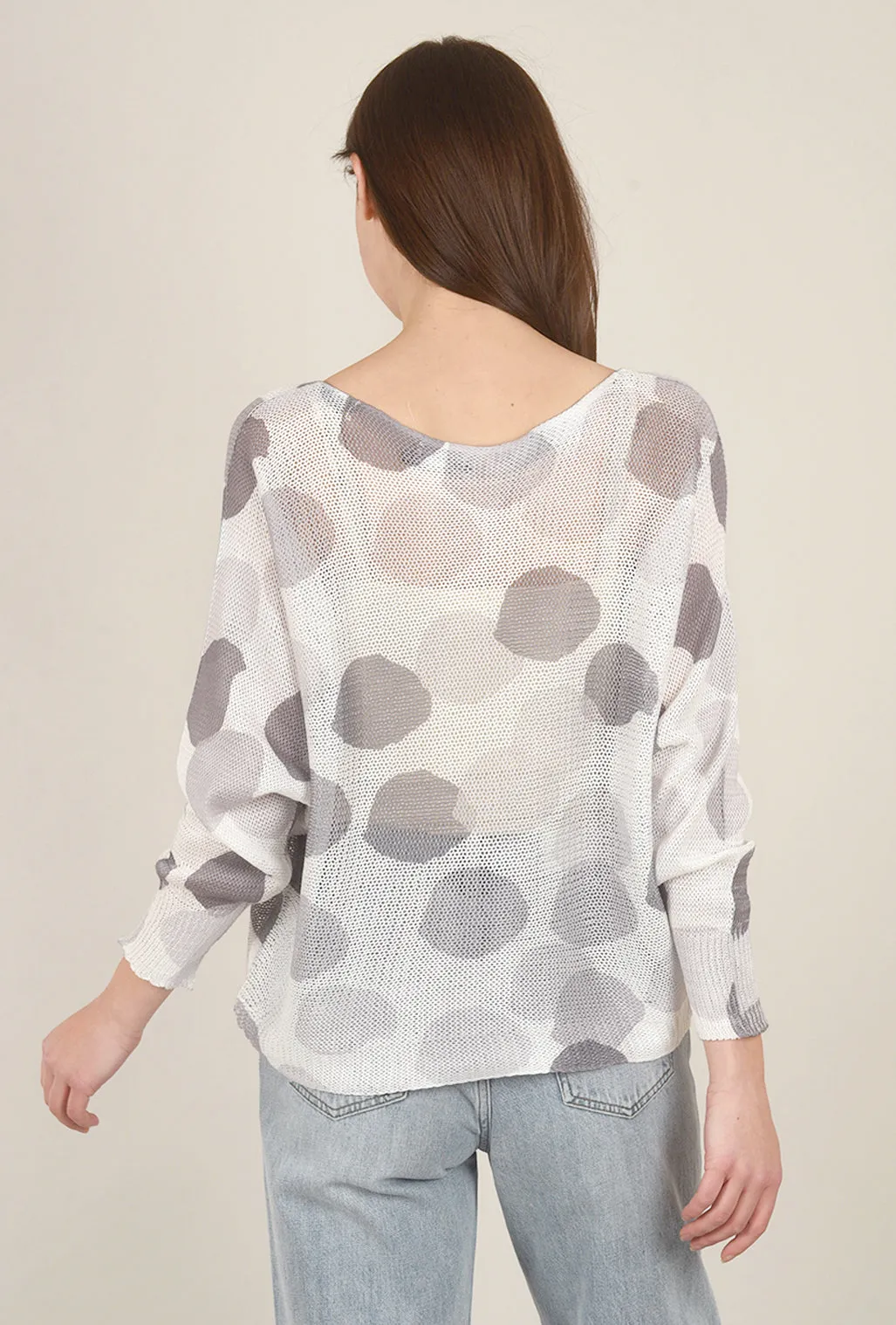 Mesh Dots Dolman Topper, Silver Combo