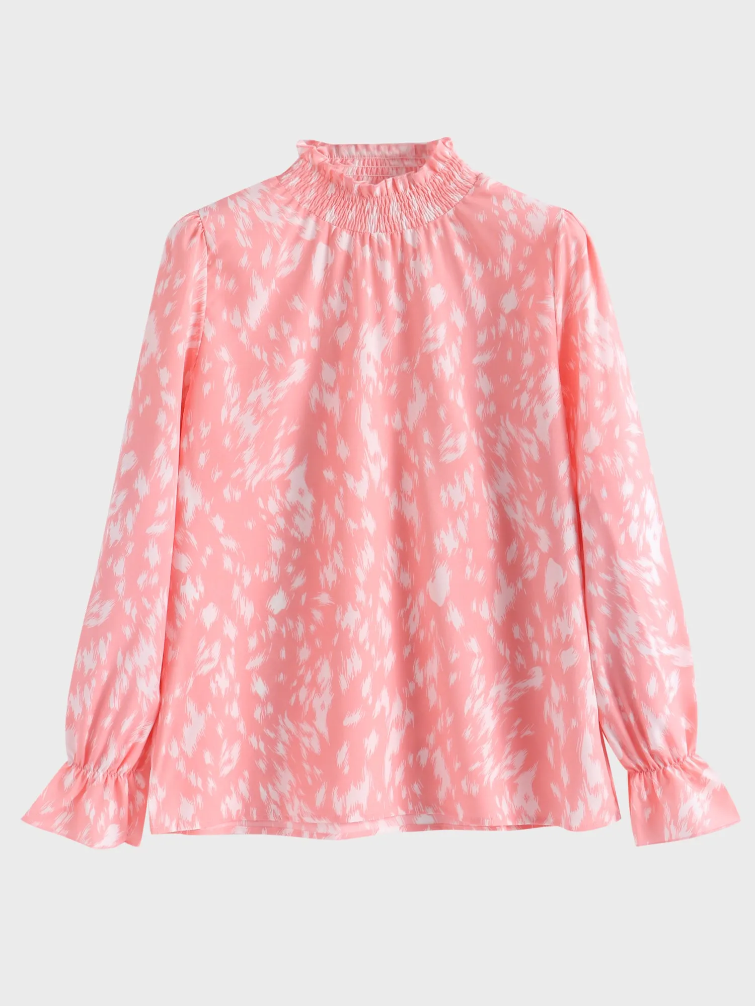 Midsize Turtleneck Pattern Printed Blouse