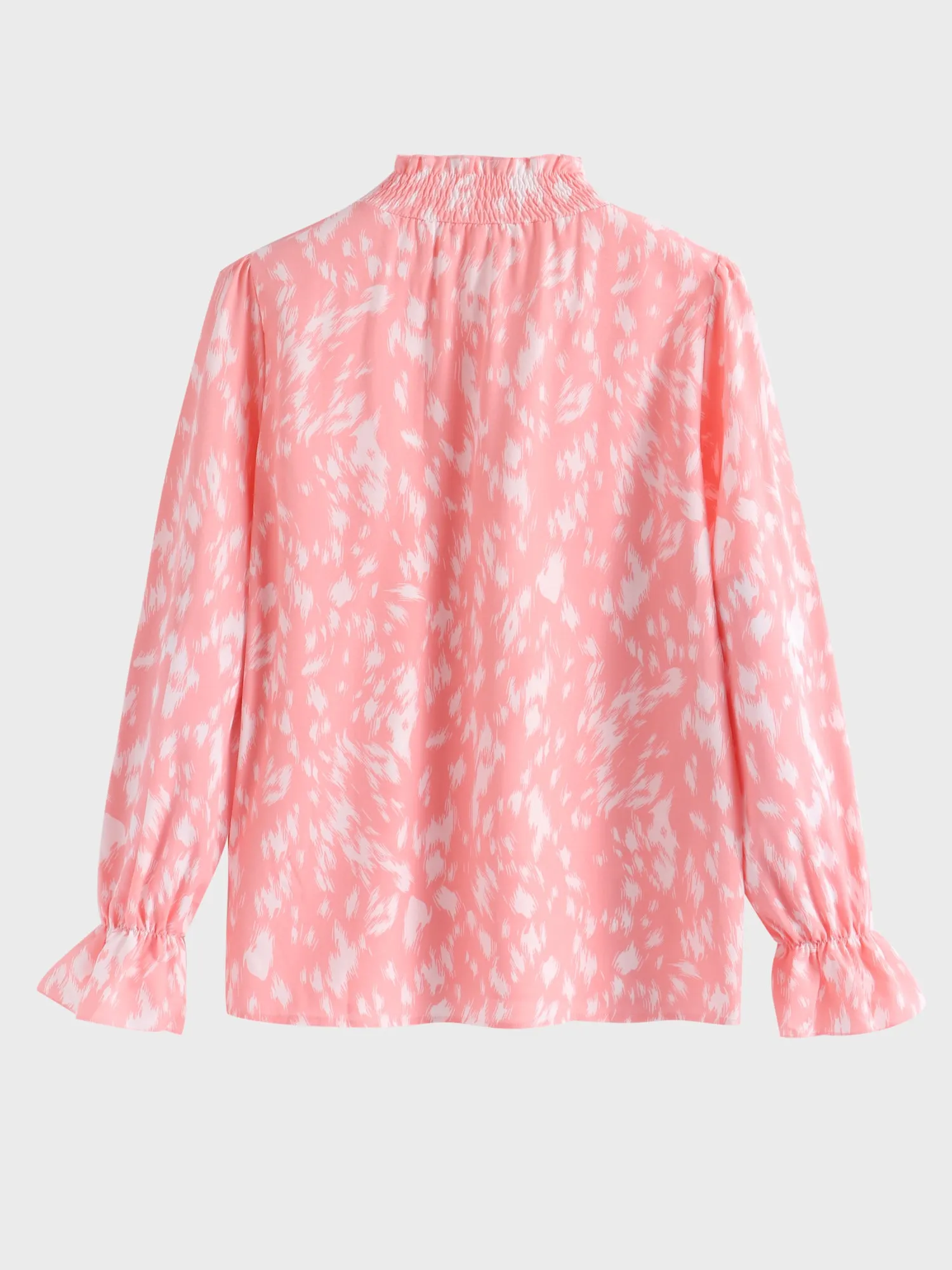 Midsize Turtleneck Pattern Printed Blouse