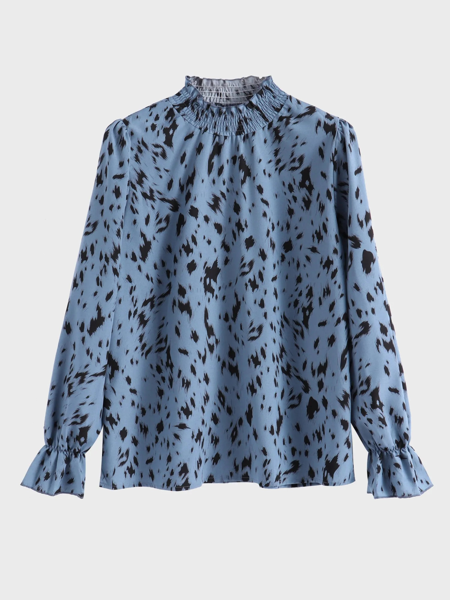 Midsize Turtleneck Pattern Printed Blouse