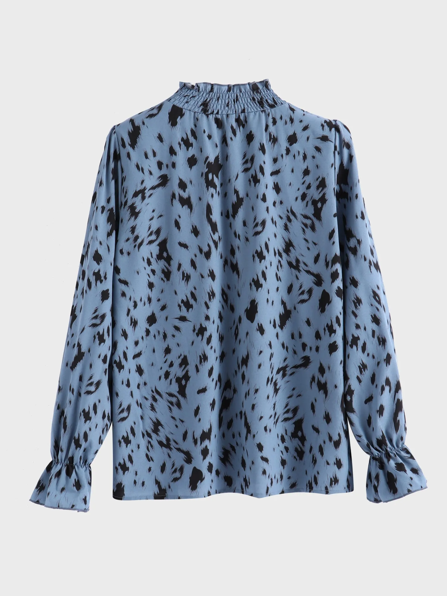 Midsize Turtleneck Pattern Printed Blouse