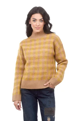 Mock-Neck Boyfriend Sweater, Mustard