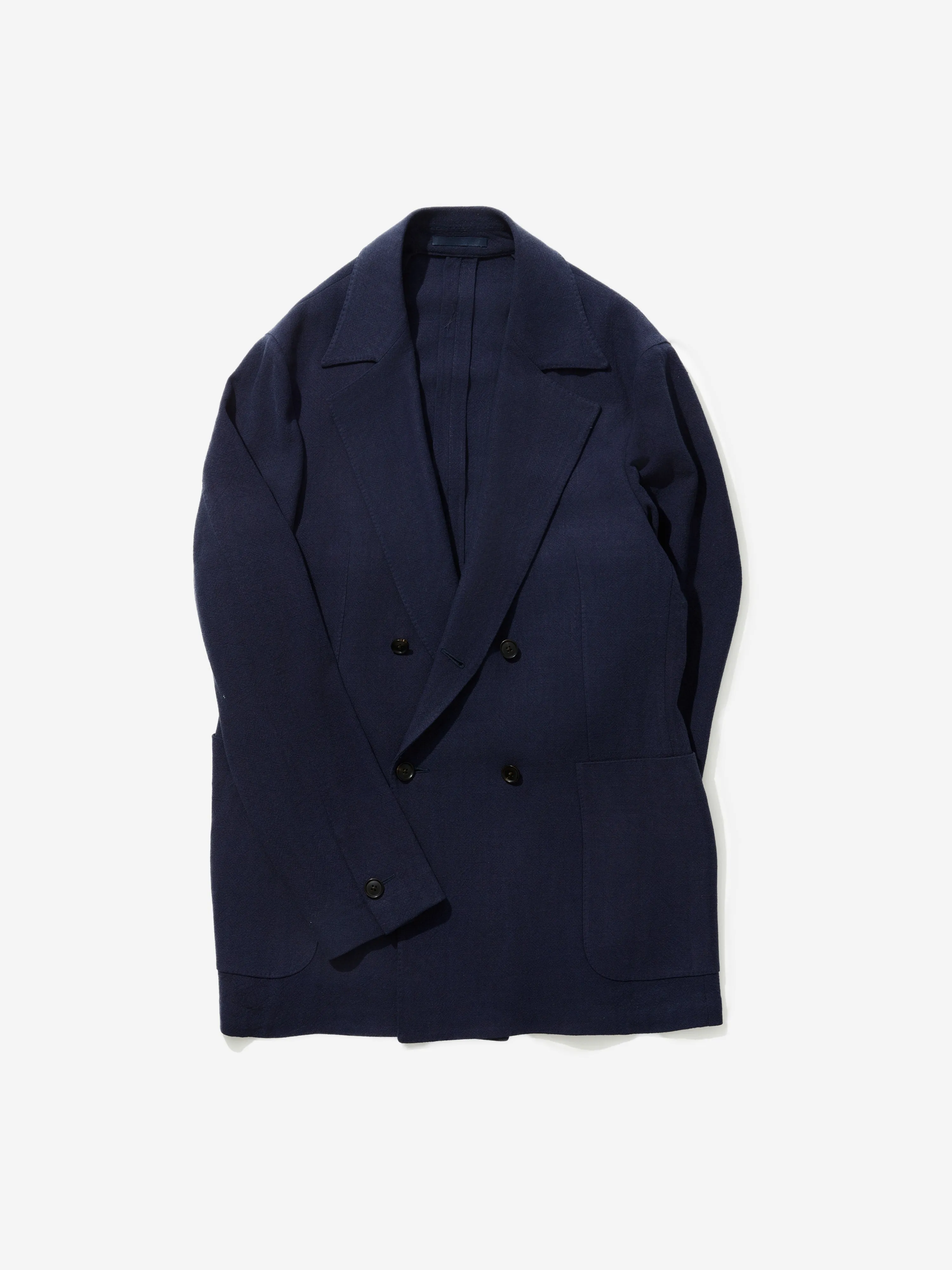 Navy Blue Stonewashed Linen Jacket