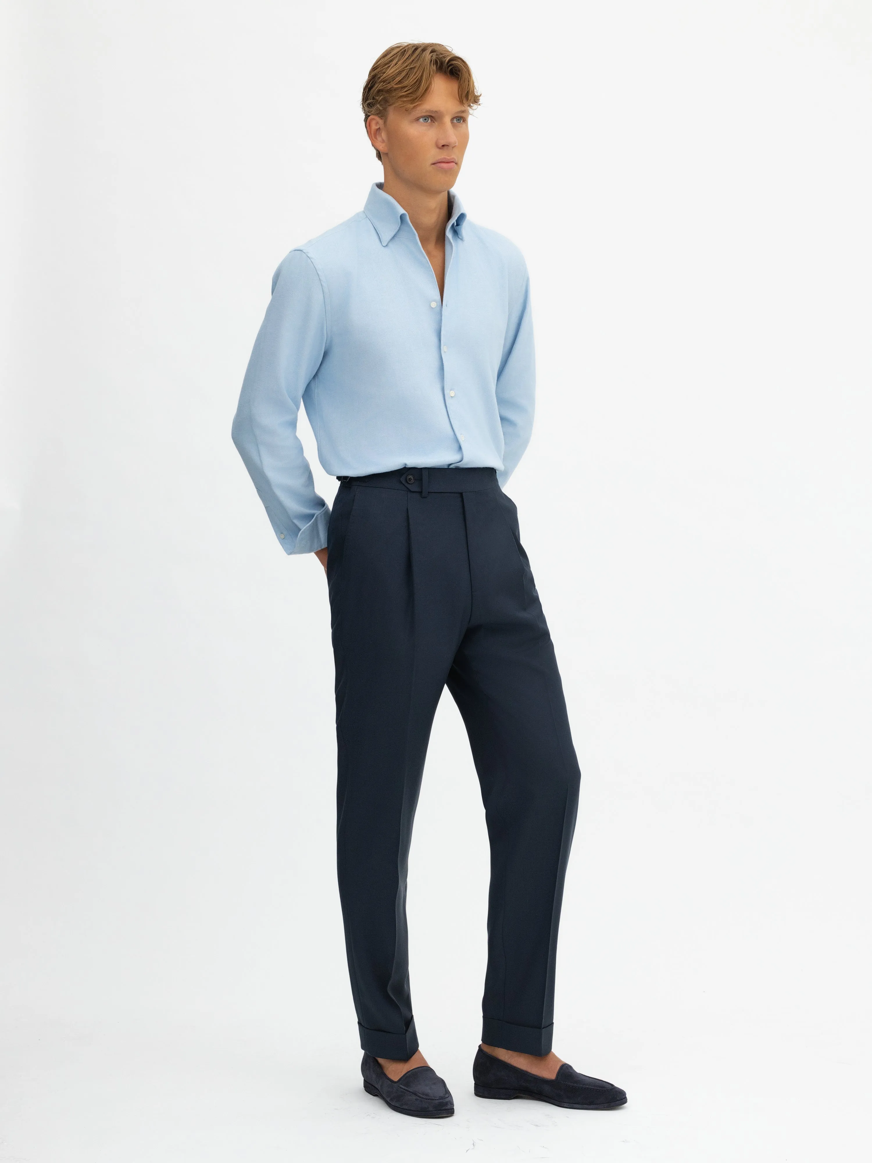 Navy S130 Wool Oscar Trousers