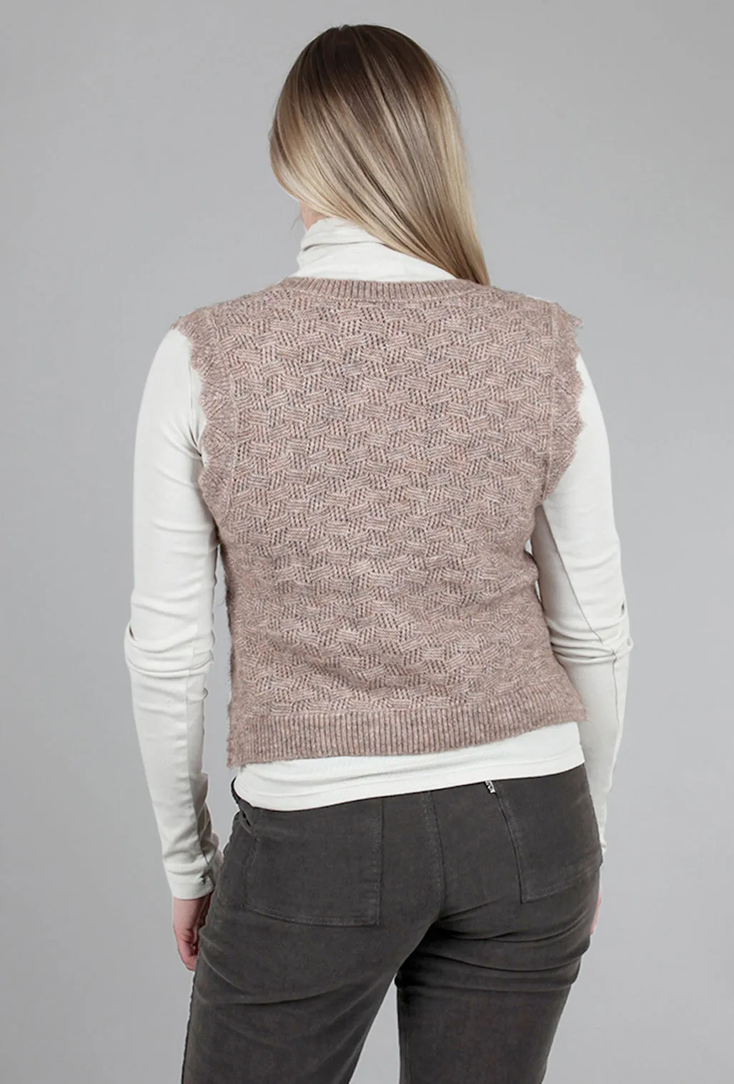 Neruda Scalloped Vest, Woodsmoke