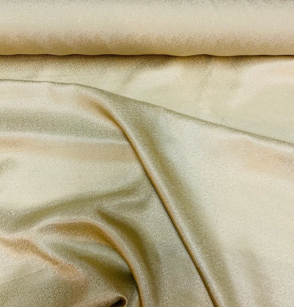 NEW Designer 100% Silk Textured Gold Charmeuse Fabric