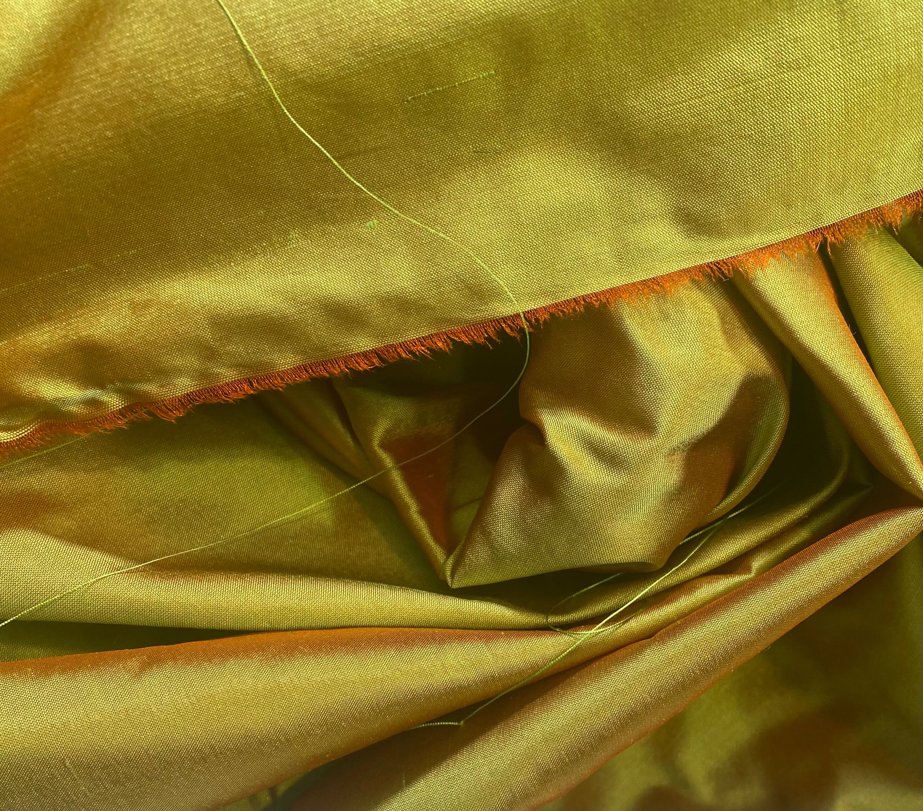 NEW Lady Lisa 100% Silk Taffeta Fabric Solid Yellow Orange Iridescence