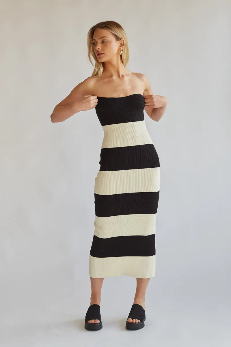 Nikki Striped Knit Midi Tube Dress