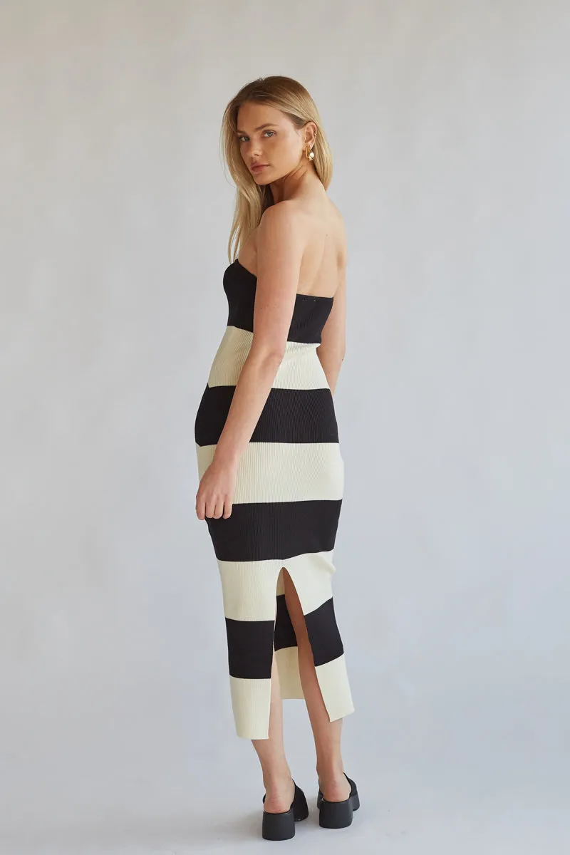 Nikki Striped Knit Midi Tube Dress