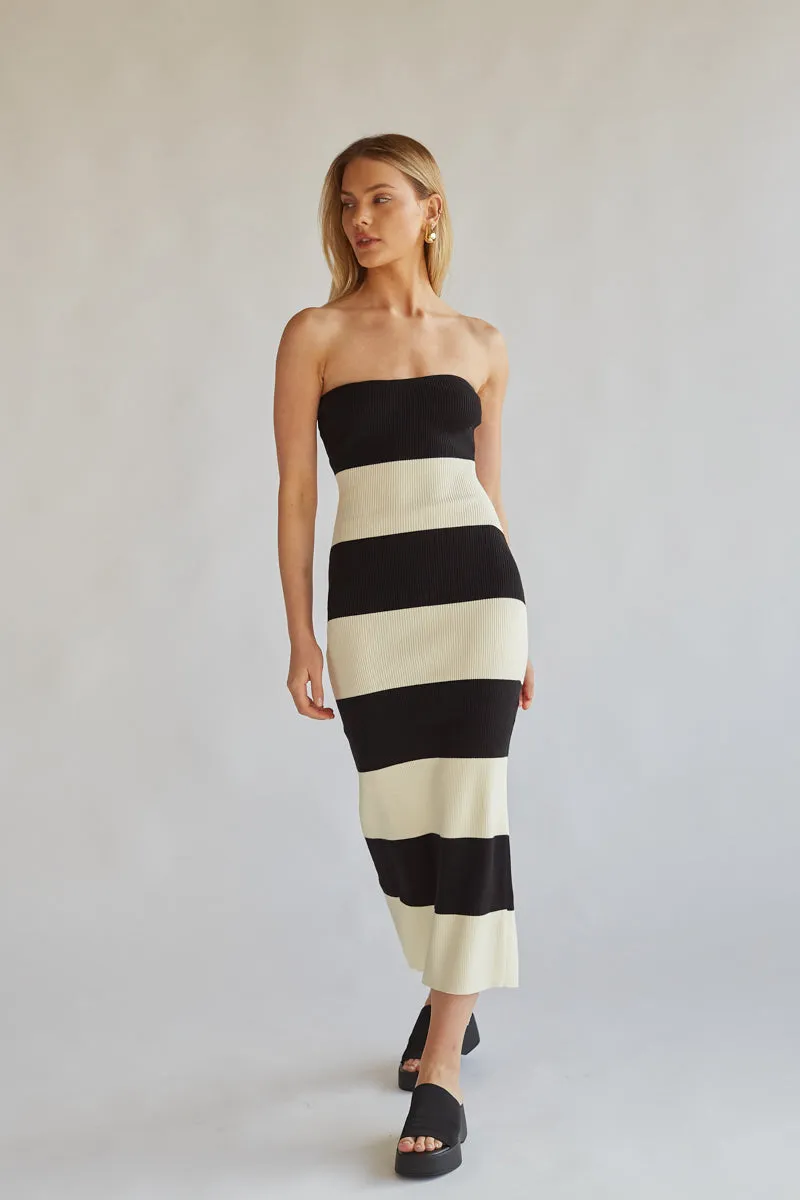 Nikki Striped Knit Midi Tube Dress