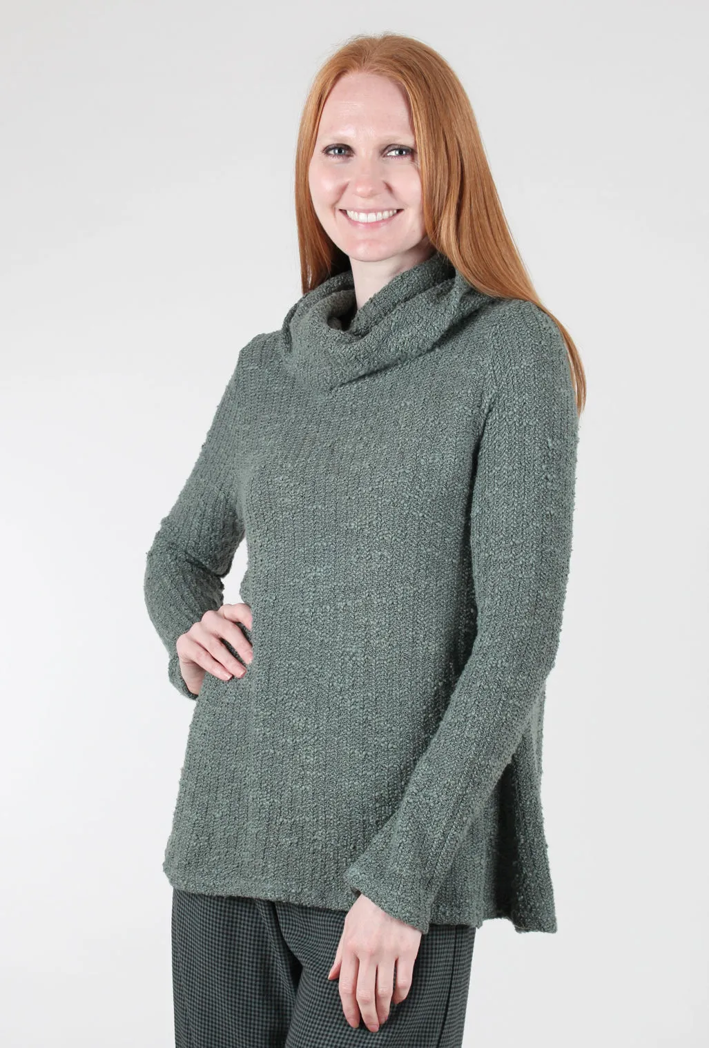 Nubby Knit Cowl Pullover, Myrtle