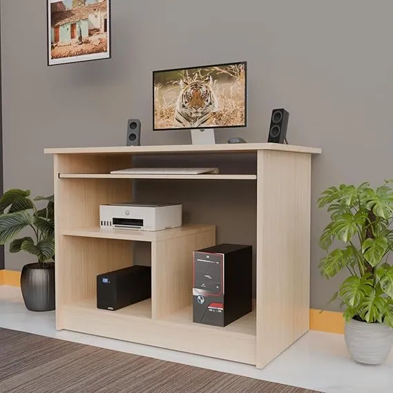 Office desk and Computer Table with Storage and Keyboard Trey, cpu Space Color- Burbery Beach