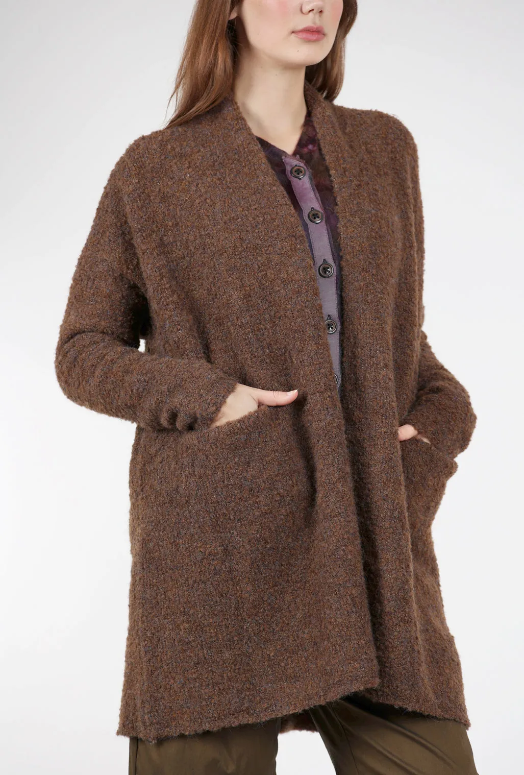 Open-Front Shawl Cardigan, Bronze