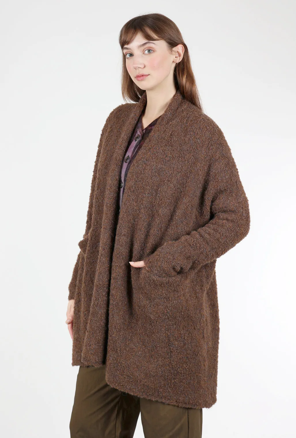 Open-Front Shawl Cardigan, Bronze