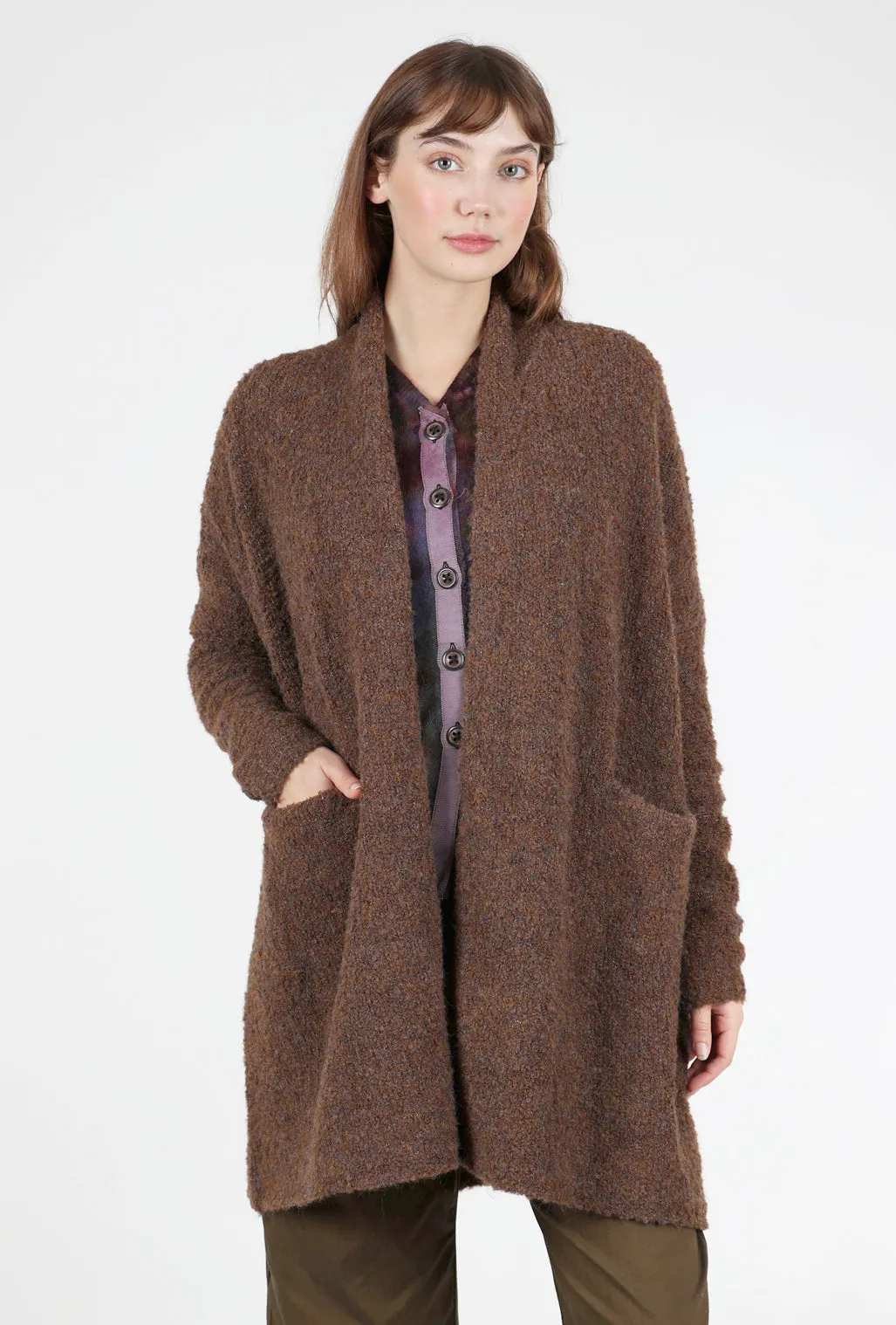 Open-Front Shawl Cardigan, Bronze