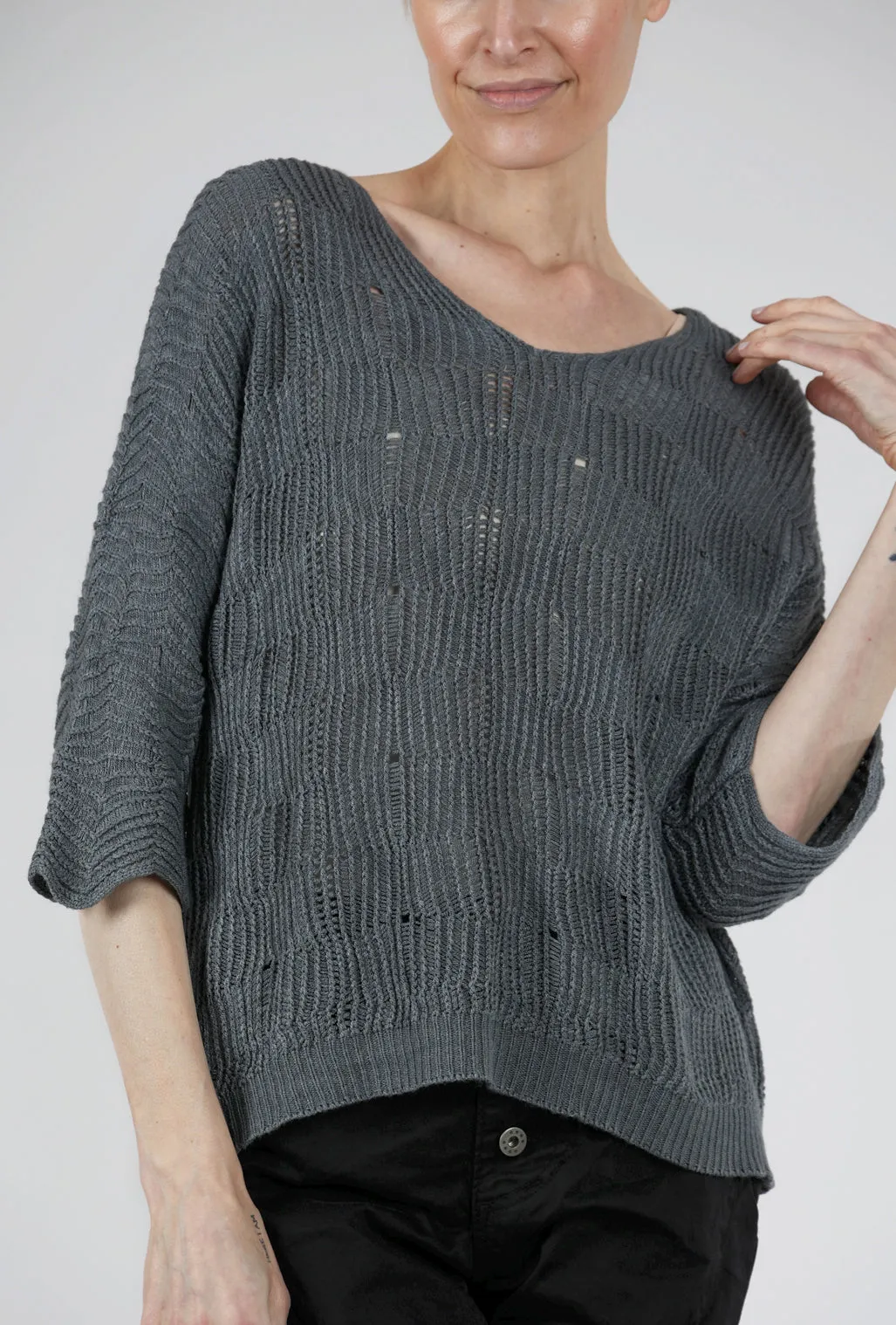 Open Weave Sweater, Gray