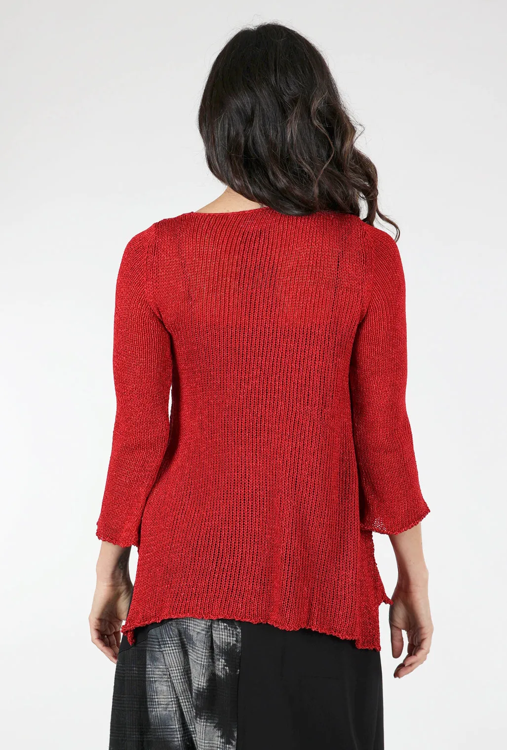 Overlapping Asym Sweater, Red