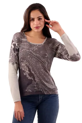 Paisley Top - Grey & Brown