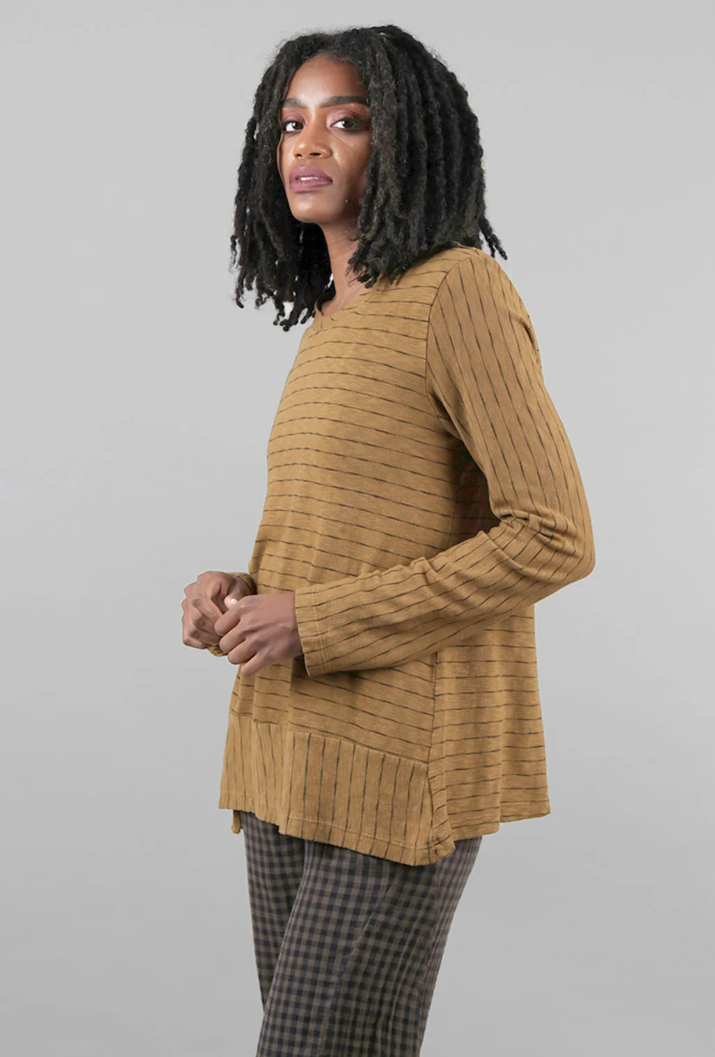 Pique Stripe Sweater, Caramel