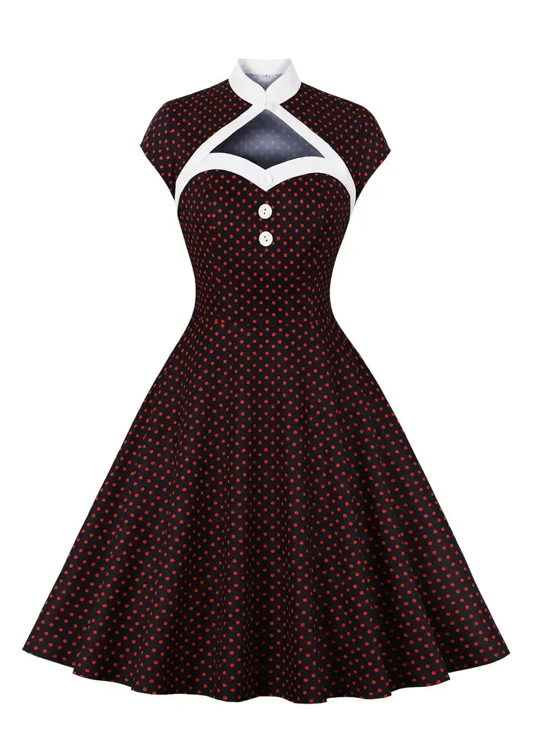 Polka Dot Short Sleeve Vintage Dress