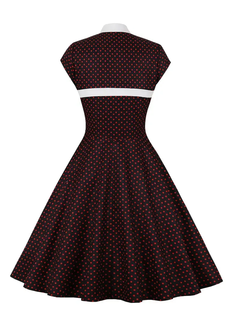 Polka Dot Short Sleeve Vintage Dress