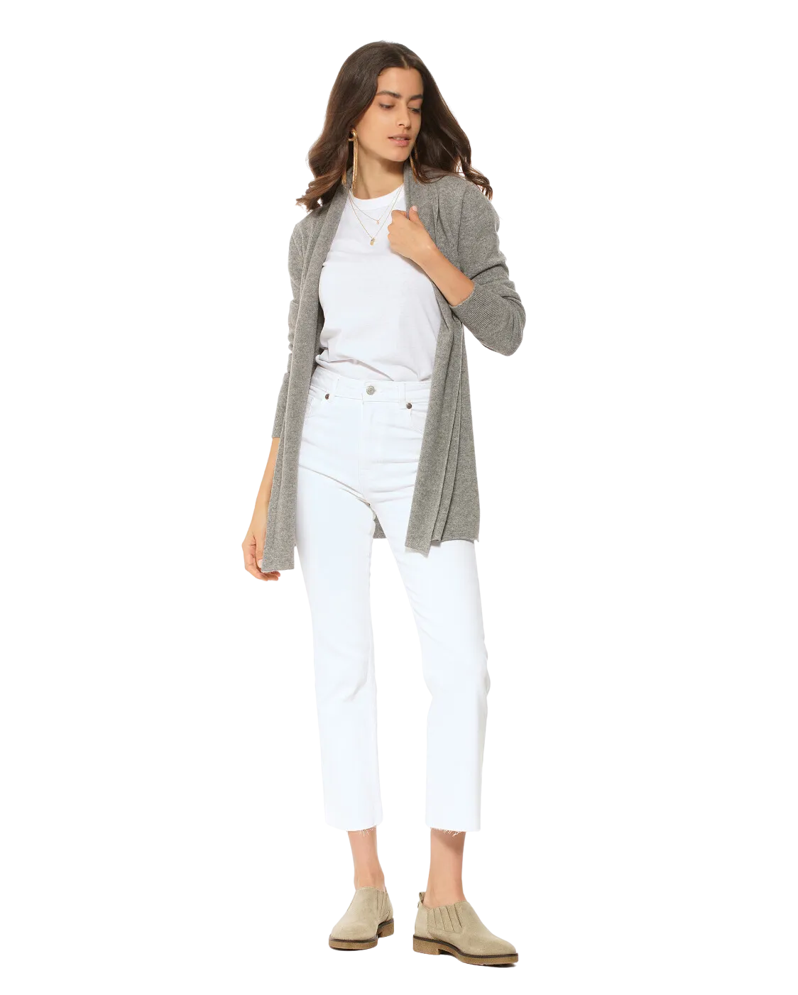 Pure Cashmere Open Front Cardigan Medium Grey