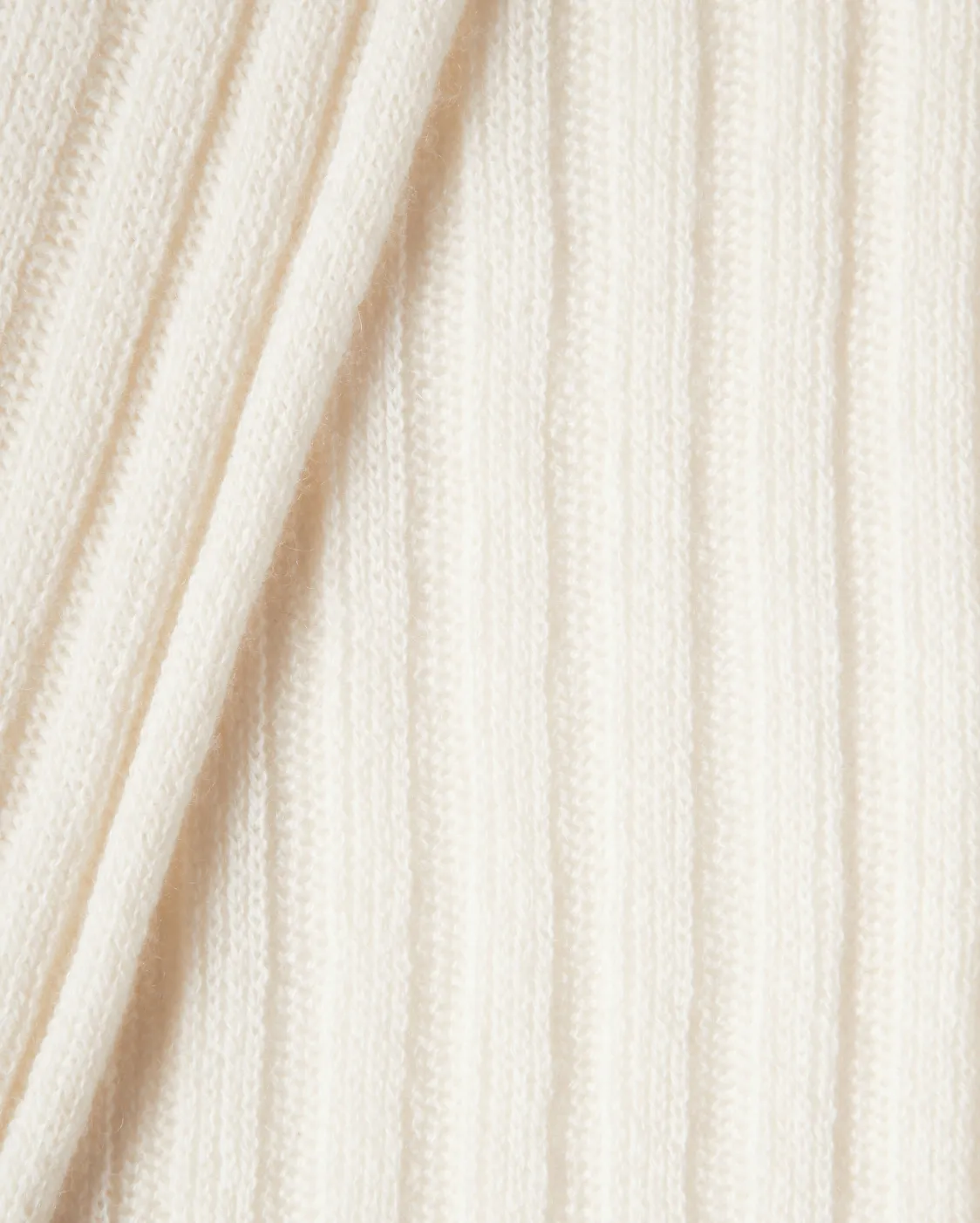 Pure Cashmere Ribbed Scarf Milk White