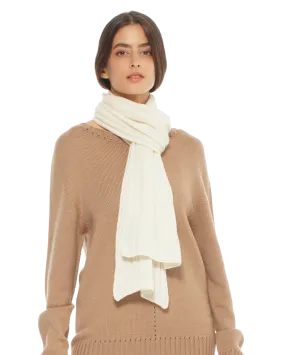 Pure Cashmere Ribbed Scarf Milk White