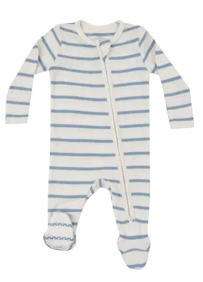 Ribbed Striped blue 2 way footie