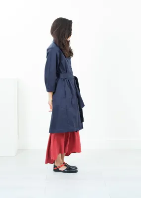 Sateen Trench in Navy -UEB