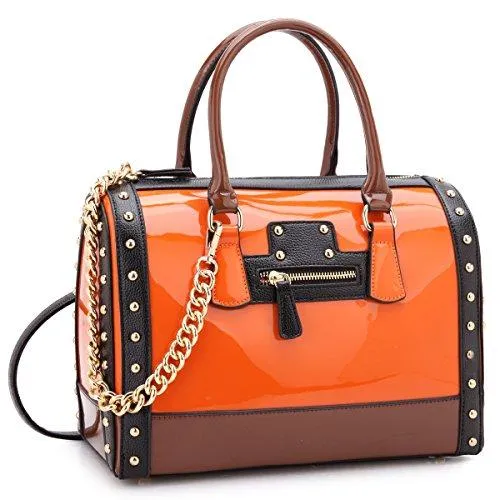 Shiny Patent Handbags Barrel Top Handle Bag for Women l Dasein